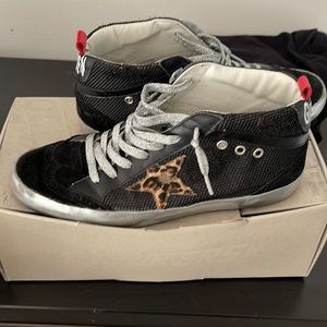 Golden Goose sneakers black/silver/leopard star
